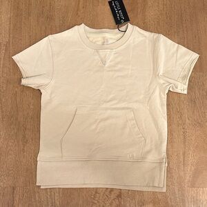 NWT Little Bipsy Beige Raw Edge Crewneck - Size 3-4T